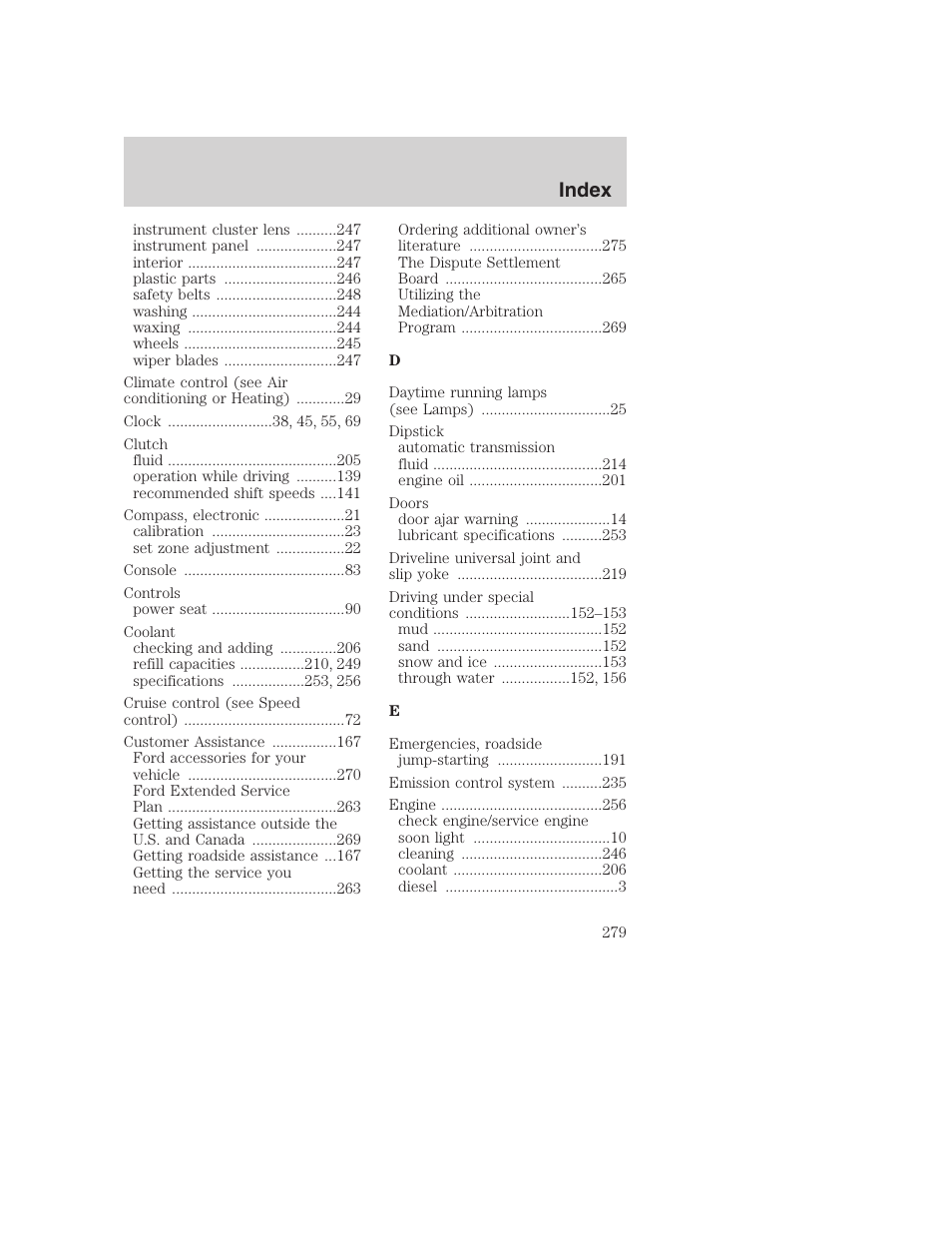 Index | FORD 2001 F-550 v.2 User Manual | Page 279 / 288