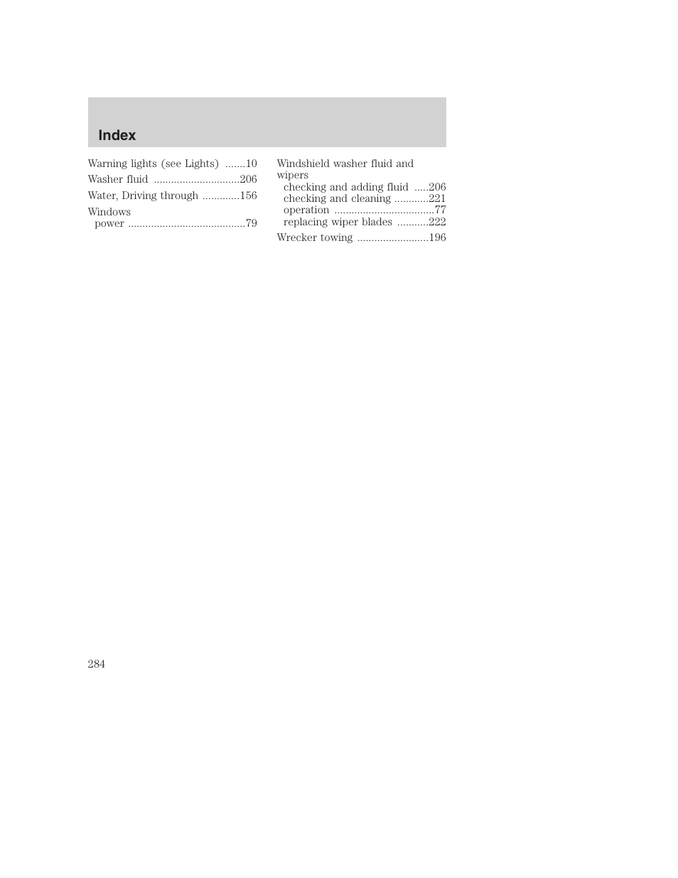 Index | FORD 2001 F-550 v.2 User Manual | Page 284 / 288
