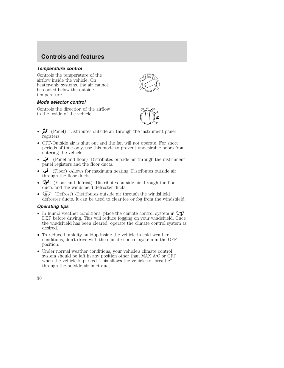 Controls and features | FORD 2001 F-550 v.2 User Manual | Page 30 / 288