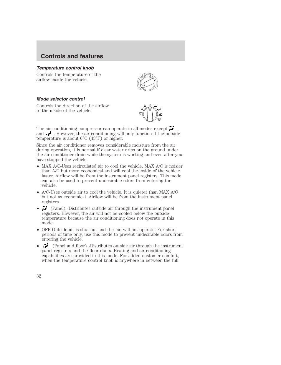 Controls and features | FORD 2001 F-550 v.2 User Manual | Page 32 / 288