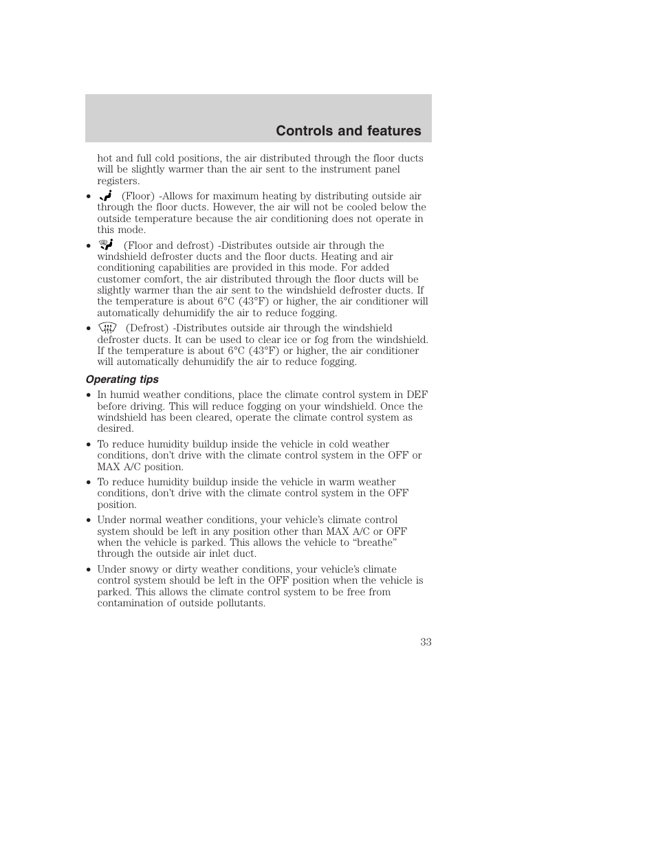 Controls and features | FORD 2001 F-550 v.2 User Manual | Page 33 / 288