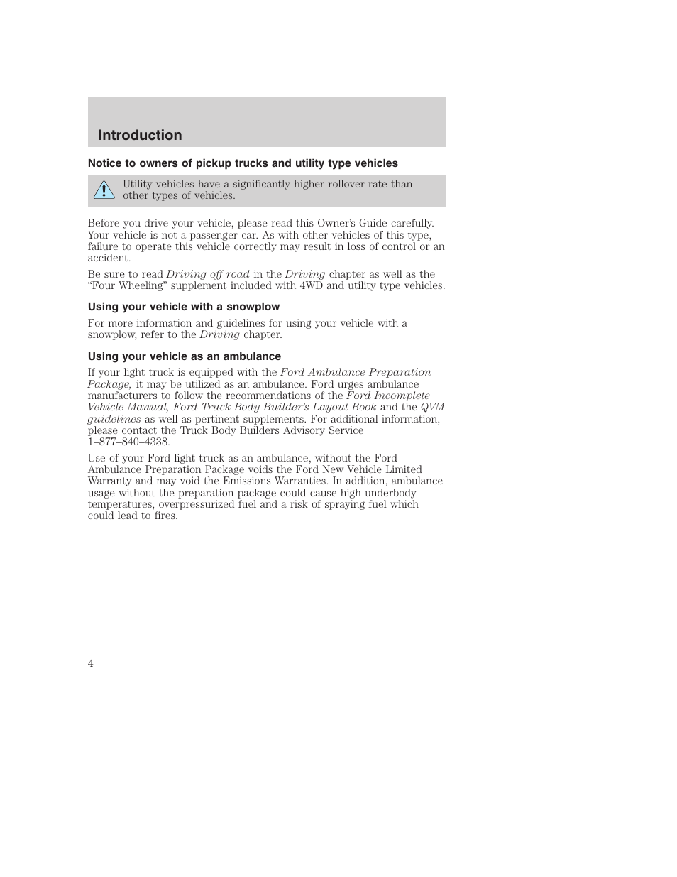 Introduction | FORD 2001 F-550 v.2 User Manual | Page 4 / 288