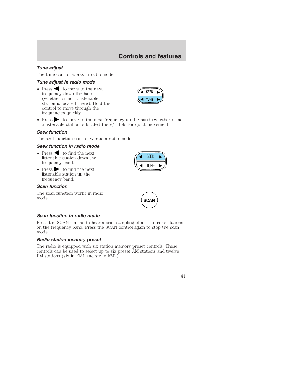 Controls and features | FORD 2001 F-550 v.2 User Manual | Page 41 / 288