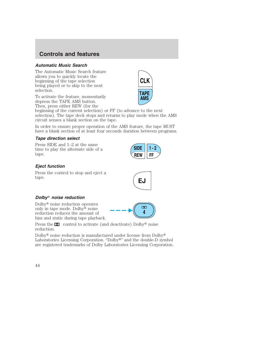 Controls and features | FORD 2001 F-550 v.2 User Manual | Page 44 / 288