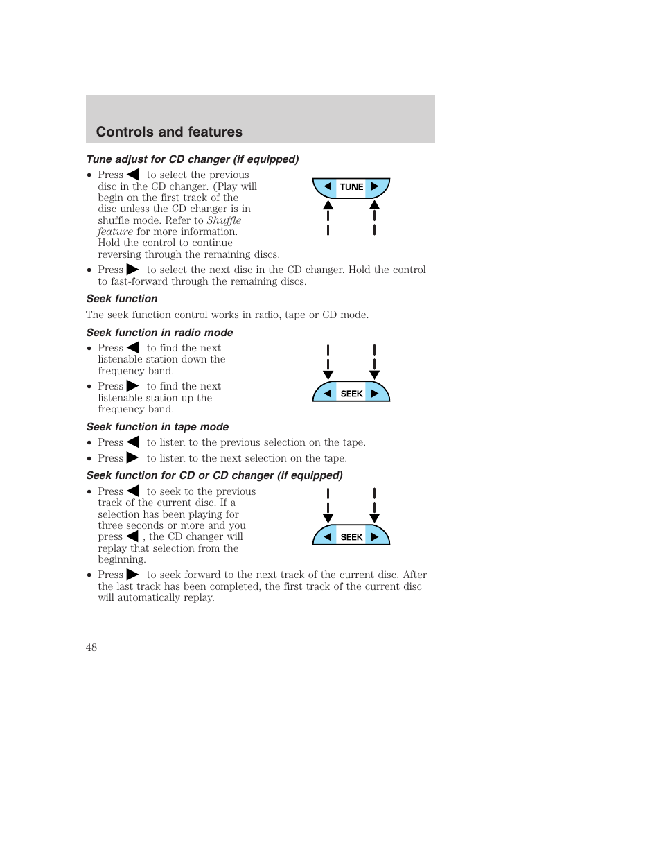 Controls and features | FORD 2001 F-550 v.2 User Manual | Page 48 / 288