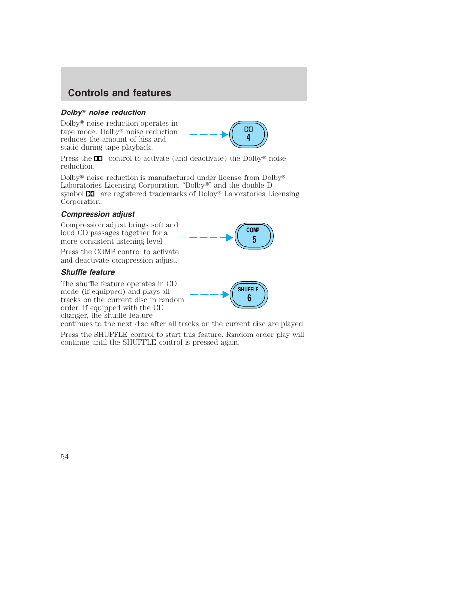 Controls and features | FORD 2001 F-550 v.2 User Manual | Page 54 / 288