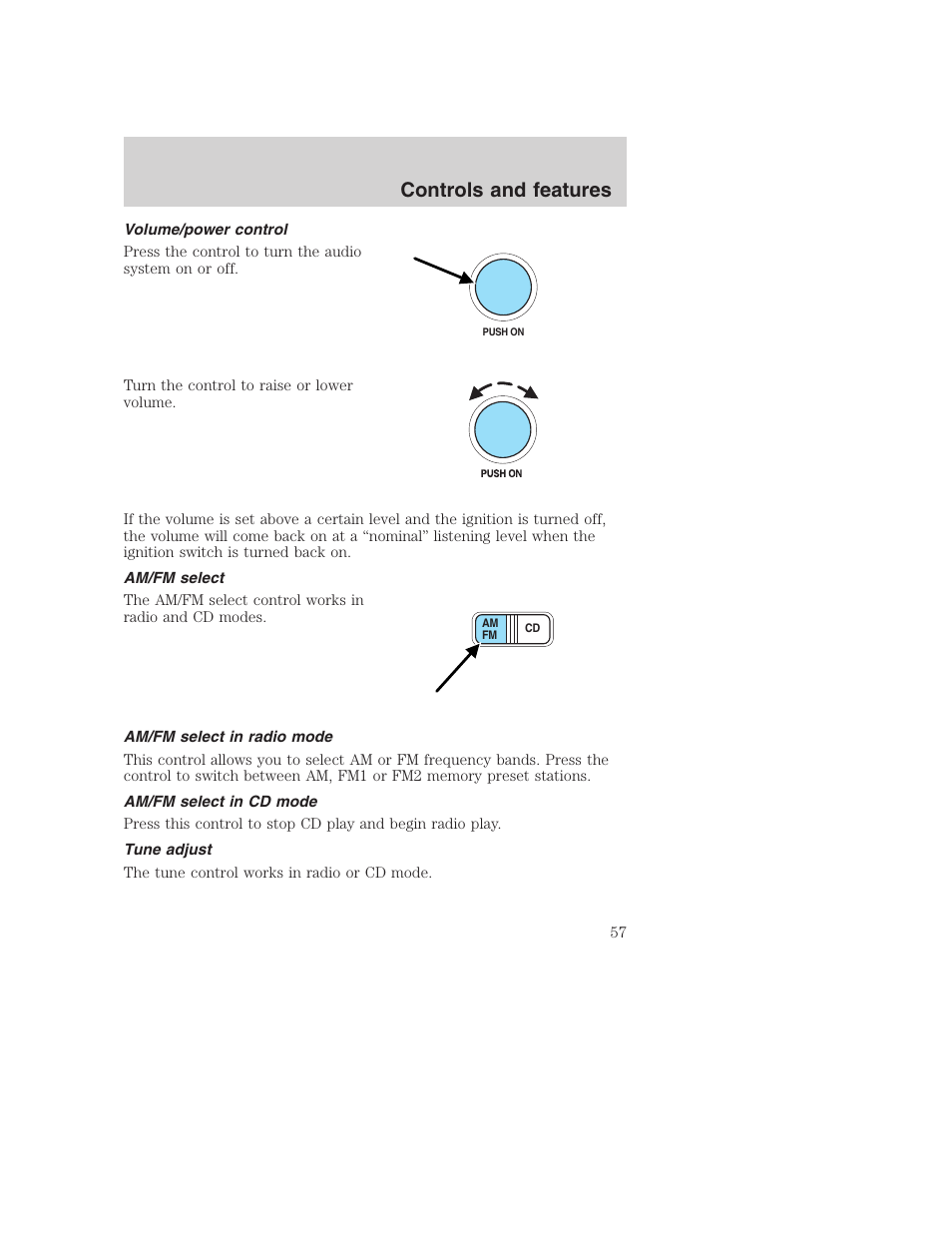 Controls and features | FORD 2001 F-550 v.2 User Manual | Page 57 / 288