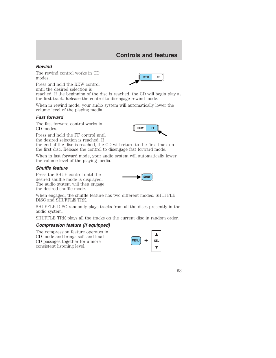 Controls and features | FORD 2001 F-550 v.2 User Manual | Page 63 / 288