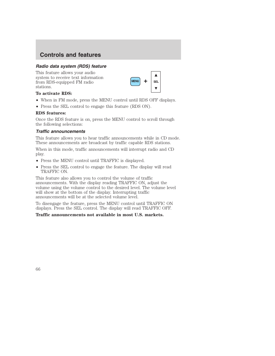 Controls and features | FORD 2001 F-550 v.2 User Manual | Page 66 / 288