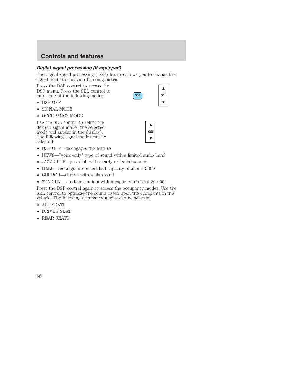Controls and features | FORD 2001 F-550 v.2 User Manual | Page 68 / 288