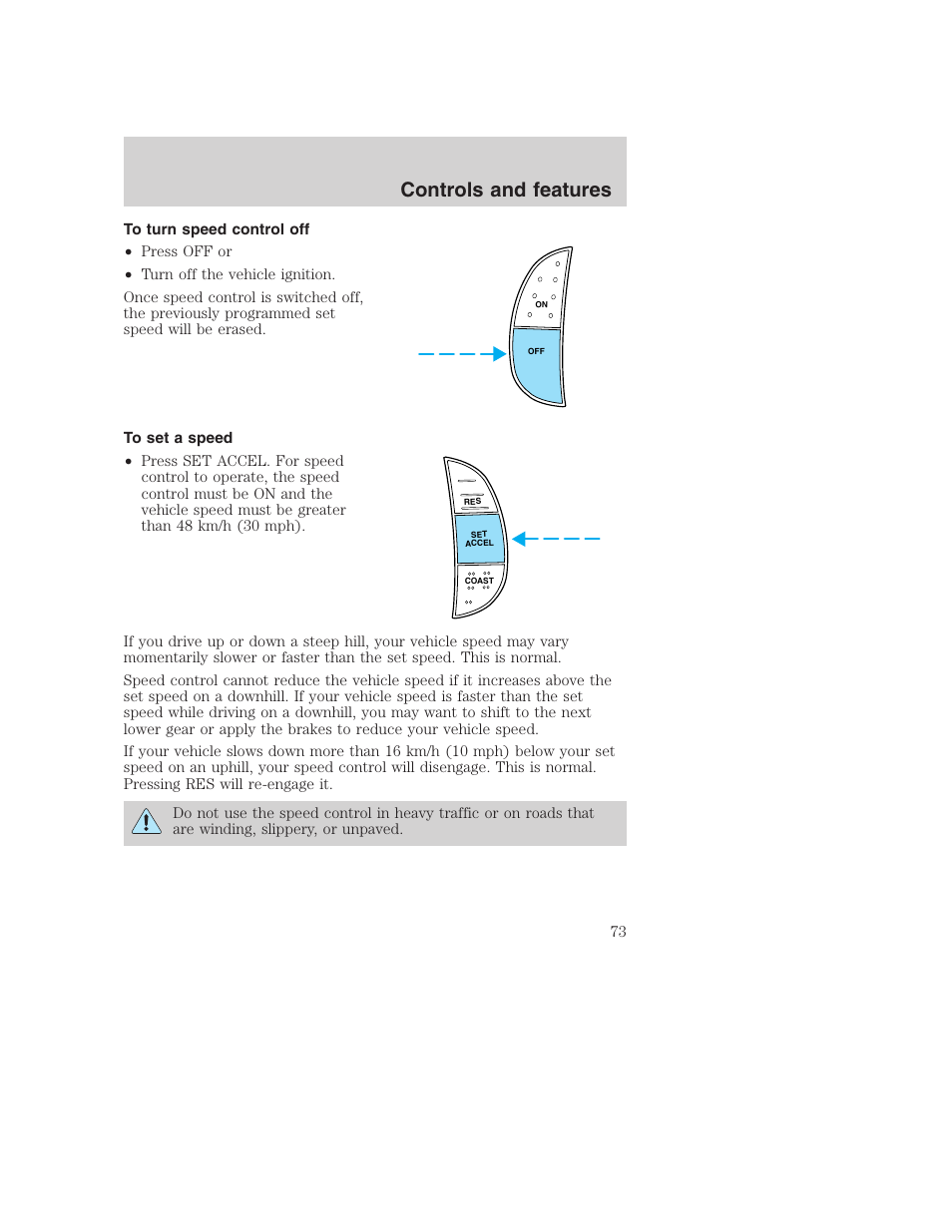 Controls and features | FORD 2001 F-550 v.2 User Manual | Page 73 / 288