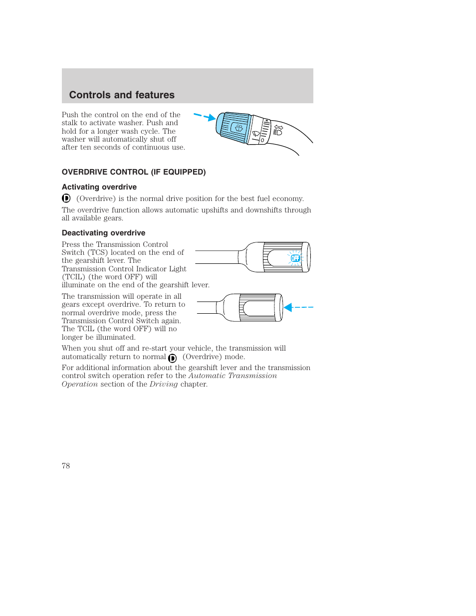 Controls and features | FORD 2001 F-550 v.2 User Manual | Page 78 / 288