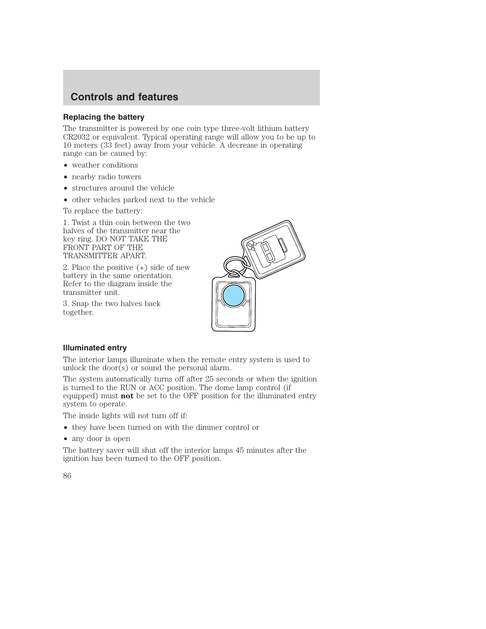 Controls and features | FORD 2001 F-550 v.2 User Manual | Page 86 / 288