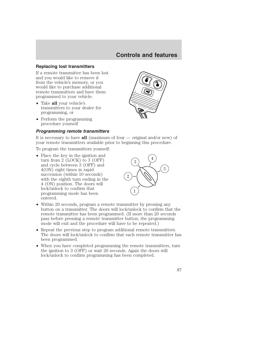 Controls and features | FORD 2001 F-550 v.2 User Manual | Page 87 / 288