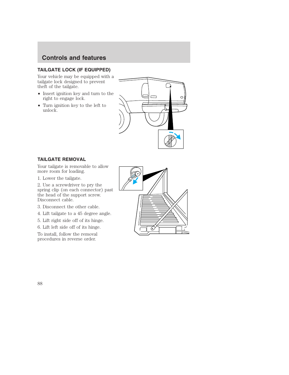 Controls and features | FORD 2001 F-550 v.2 User Manual | Page 88 / 288