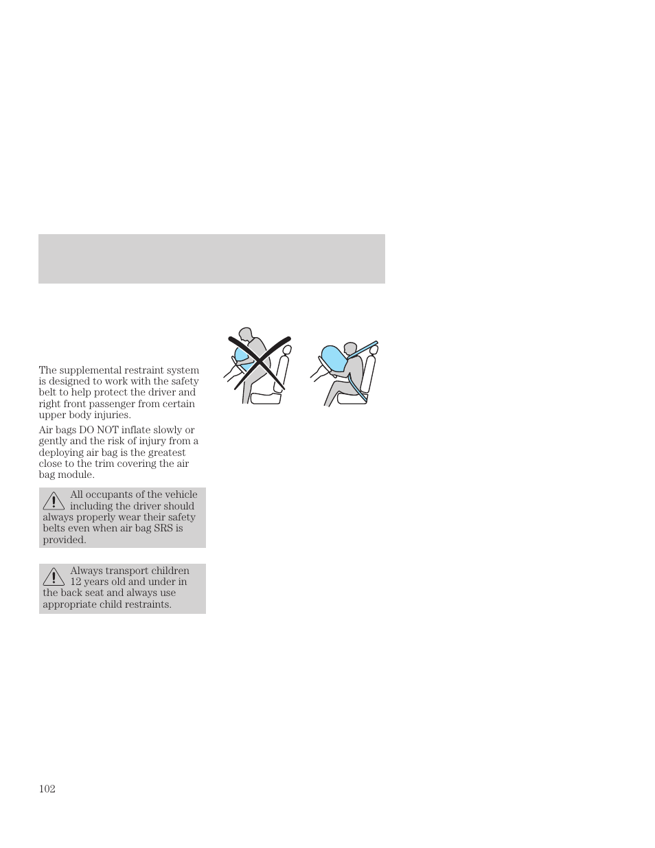 Seating and safety restraints | FORD 2001 Focus User Manual | Page 102 / 296