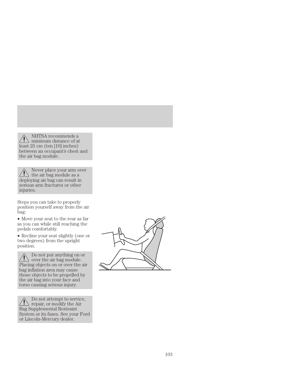 Seating and safety restraints | FORD 2001 Focus User Manual | Page 103 / 296