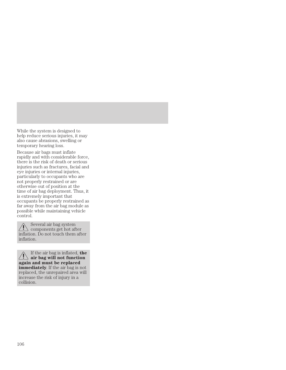 Seating and safety restraints | FORD 2001 Focus User Manual | Page 106 / 296