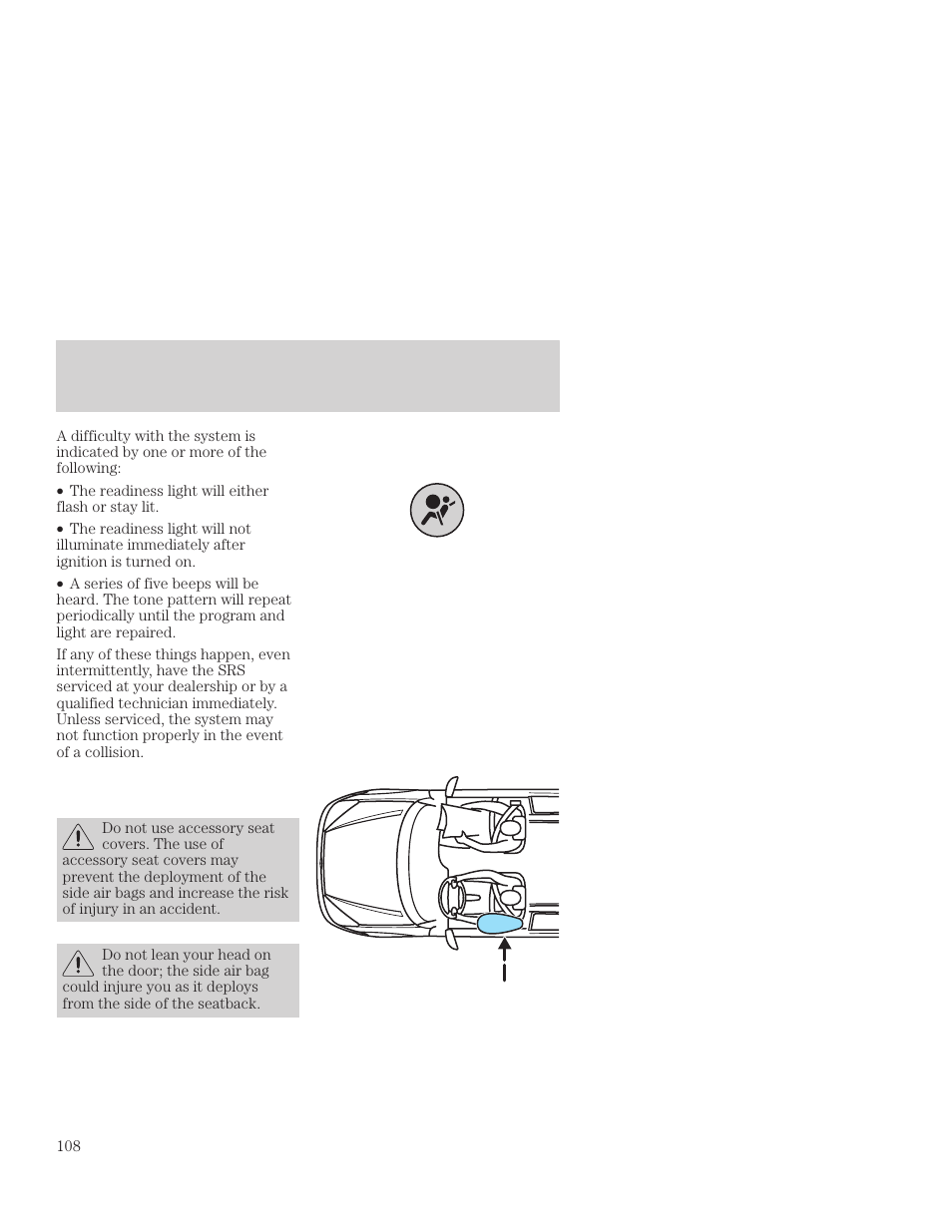 Seating and safety restraints | FORD 2001 Focus User Manual | Page 108 / 296