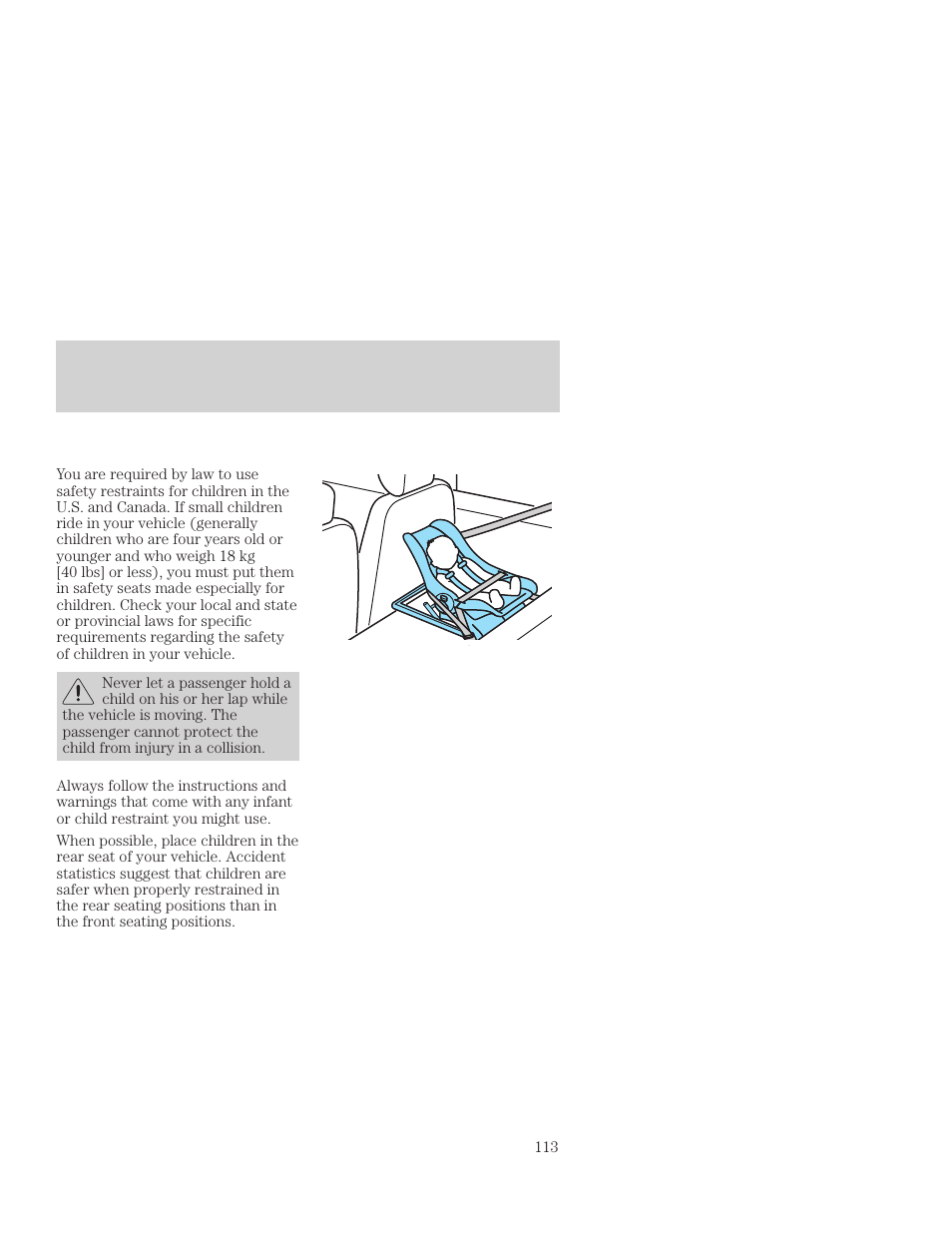 Seating and safety restraints | FORD 2001 Focus User Manual | Page 113 / 296