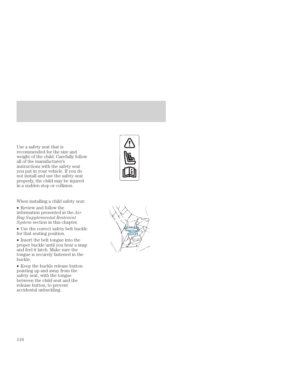 Seating and safety restraints | FORD 2001 Focus User Manual | Page 116 / 296