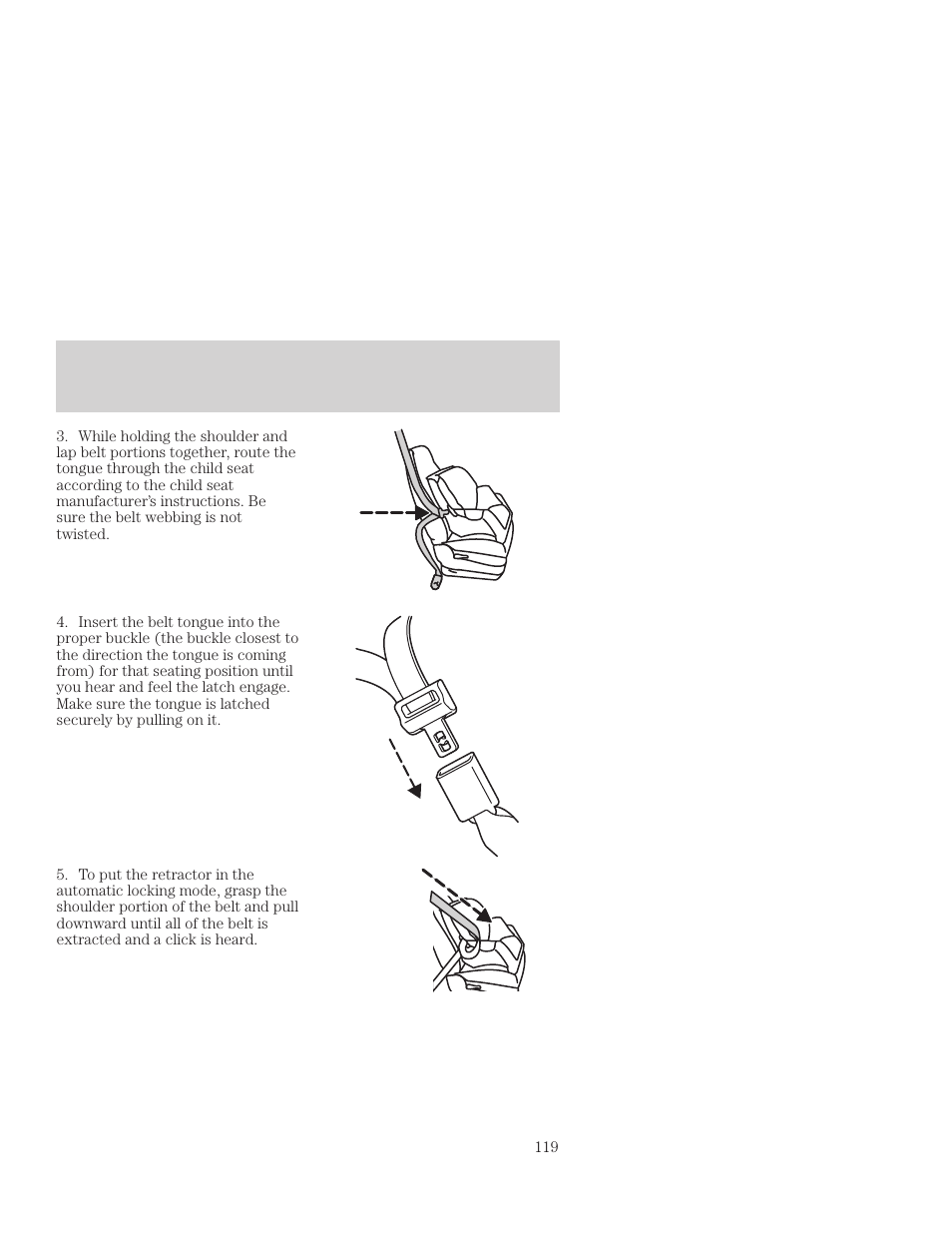 Seating and safety restraints | FORD 2001 Focus User Manual | Page 119 / 296