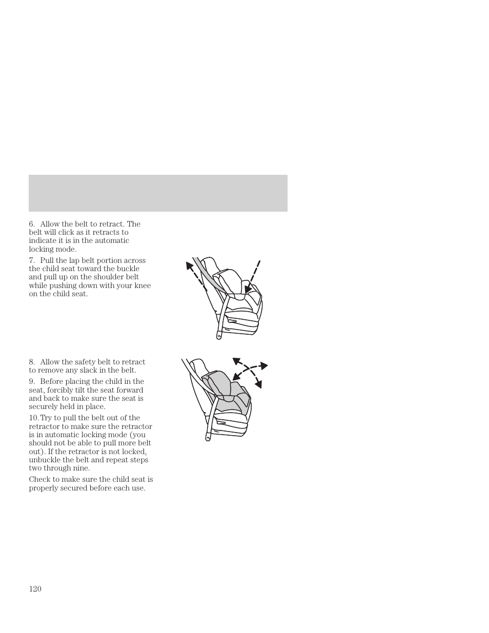 Seating and safety restraints | FORD 2001 Focus User Manual | Page 120 / 296
