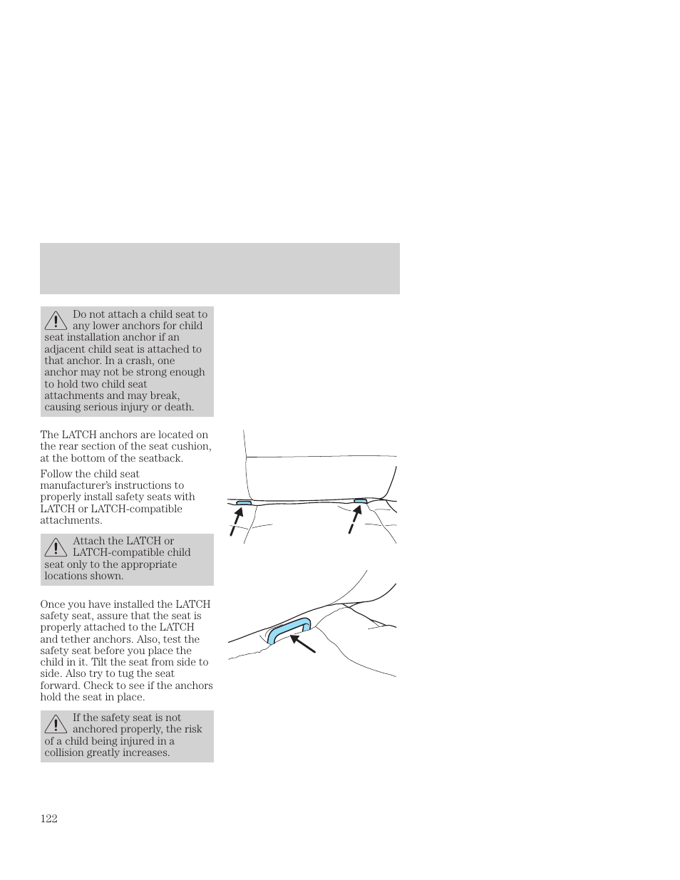 Seating and safety restraints | FORD 2001 Focus User Manual | Page 122 / 296