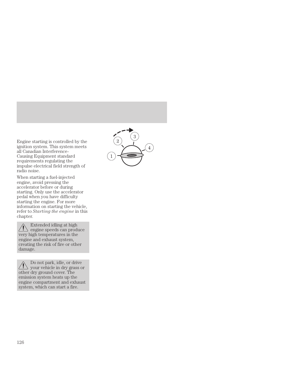 Starting | FORD 2001 Focus User Manual | Page 126 / 296