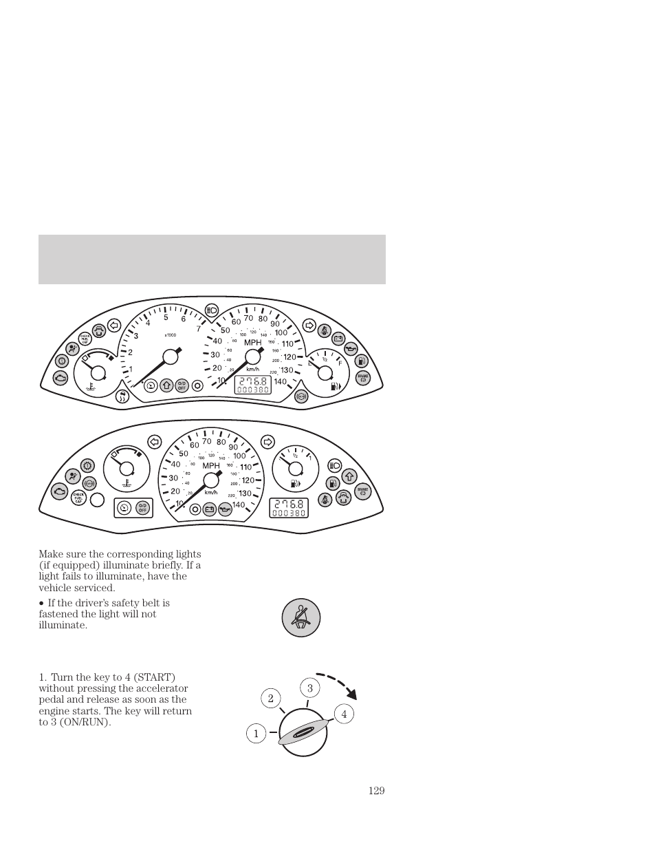 Starting | FORD 2001 Focus User Manual | Page 129 / 296