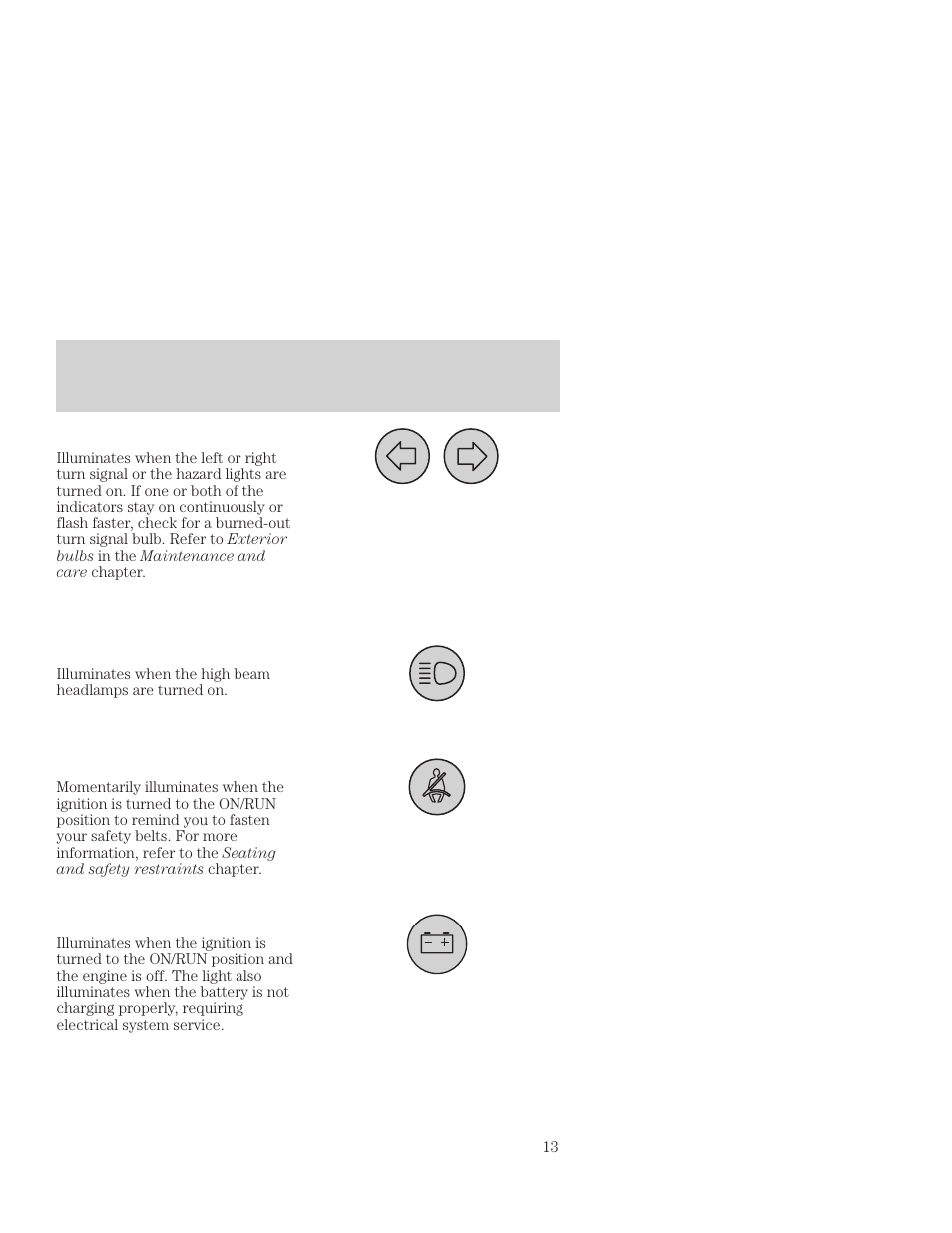 Instrumentation | FORD 2001 Focus User Manual | Page 13 / 296