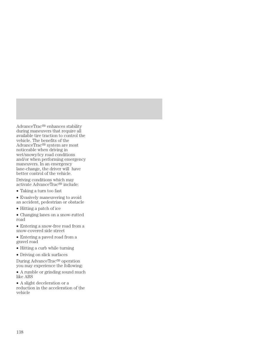 Driving | FORD 2001 Focus User Manual | Page 138 / 296