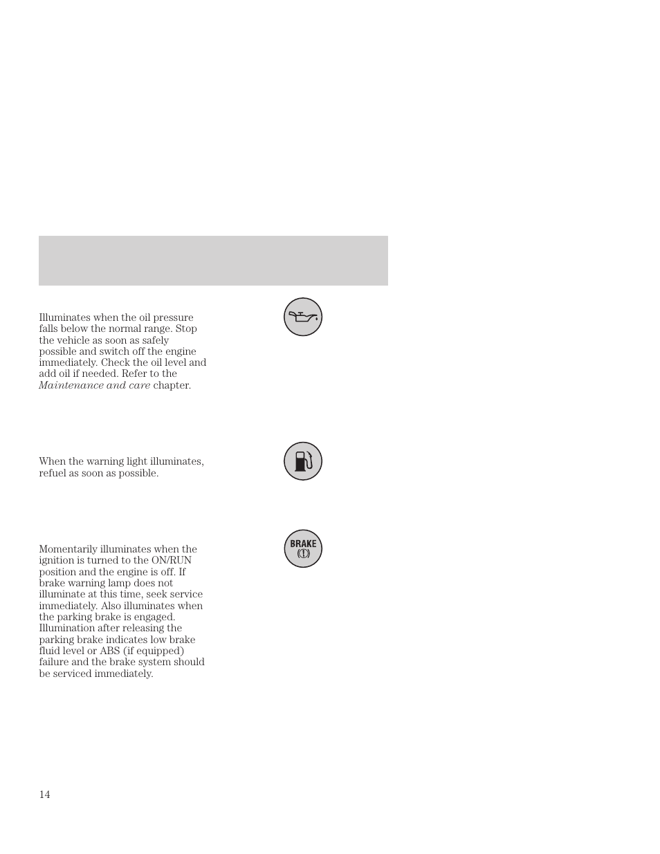 Instrumentation | FORD 2001 Focus User Manual | Page 14 / 296