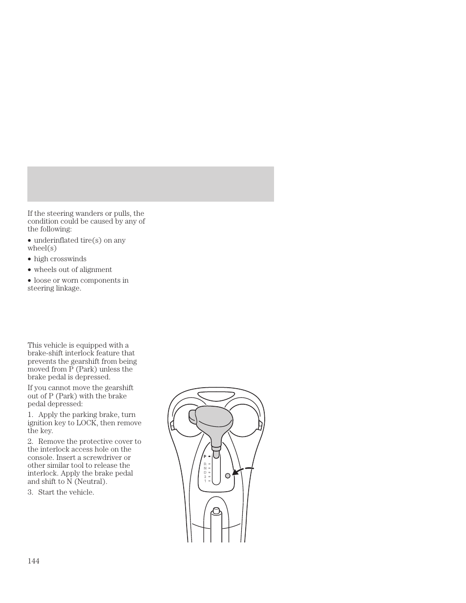 Driving | FORD 2001 Focus User Manual | Page 144 / 296