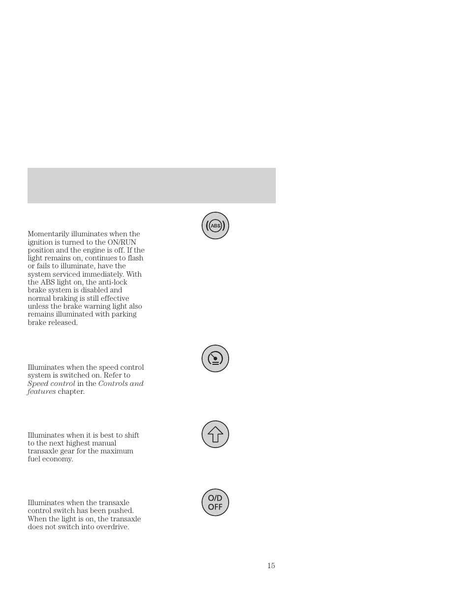 Instrumentation | FORD 2001 Focus User Manual | Page 15 / 296