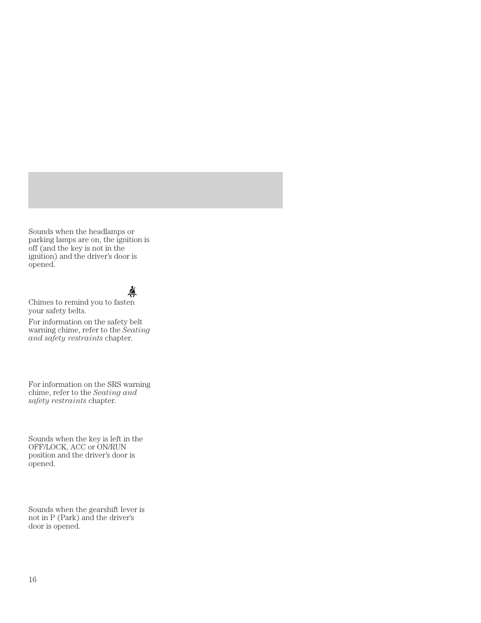 Instrumentation | FORD 2001 Focus User Manual | Page 16 / 296