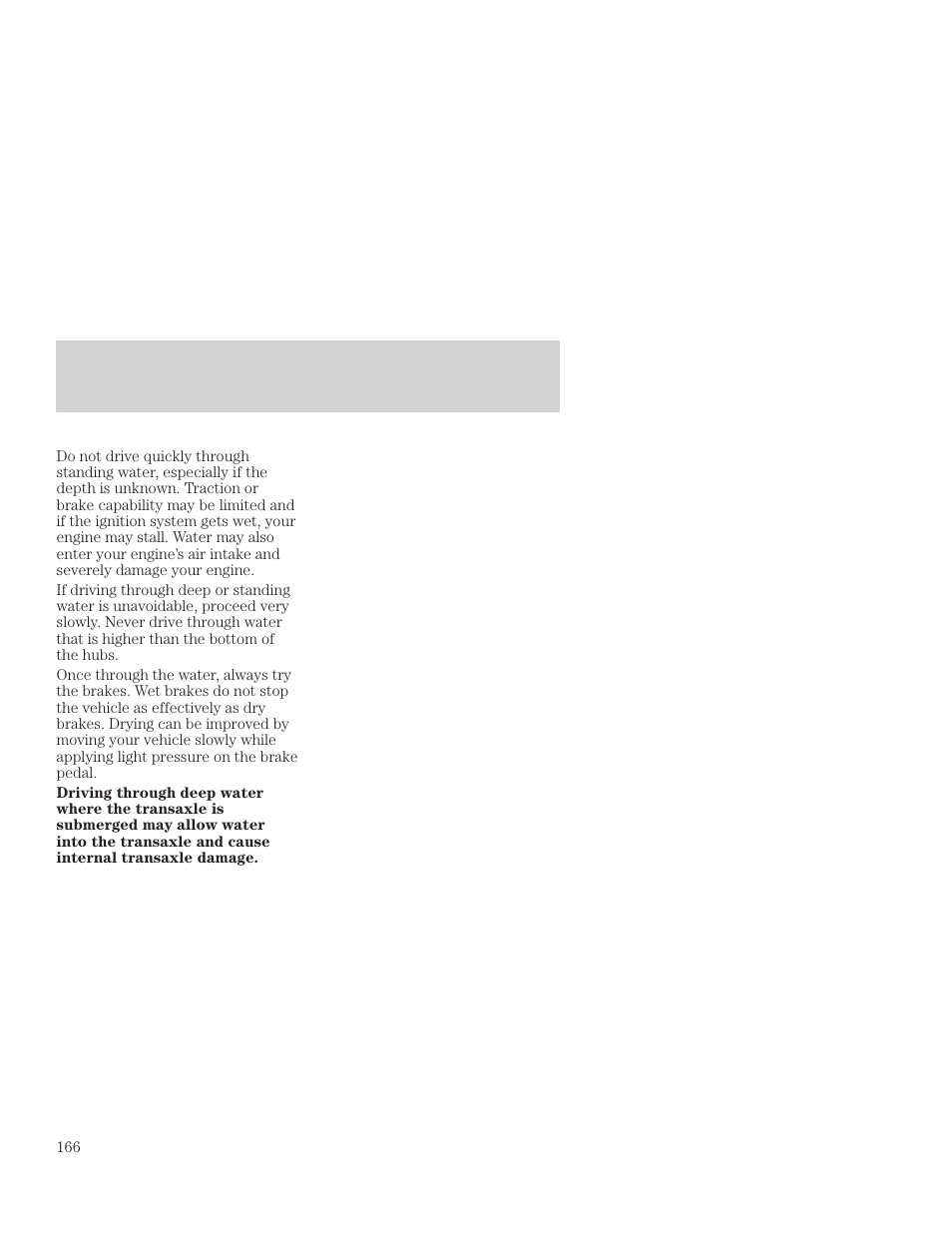 Driving | FORD 2001 Focus User Manual | Page 166 / 296