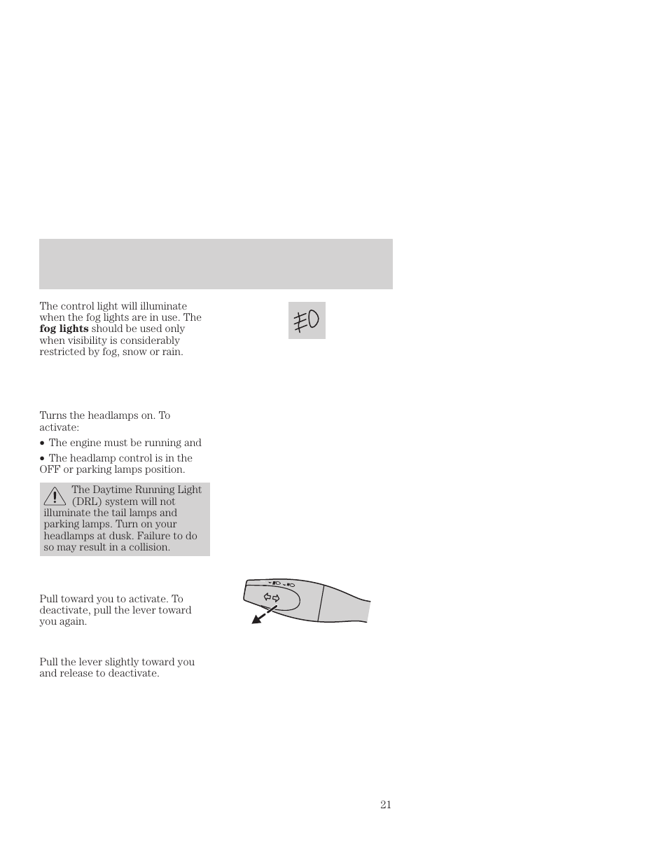 Controls and features | FORD 2001 Focus User Manual | Page 21 / 296