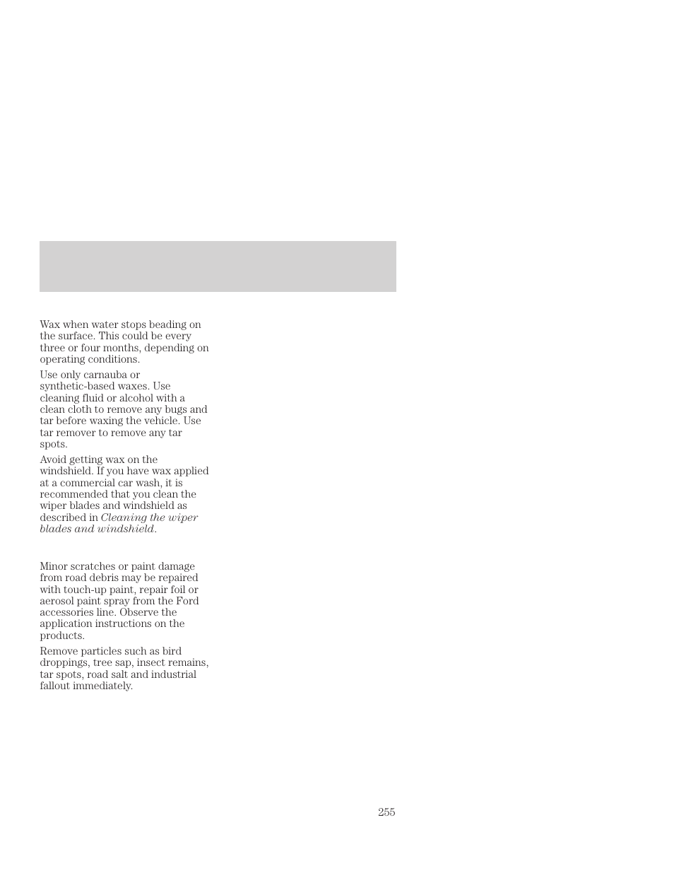 Maintenance and care | FORD 2001 Focus User Manual | Page 255 / 296