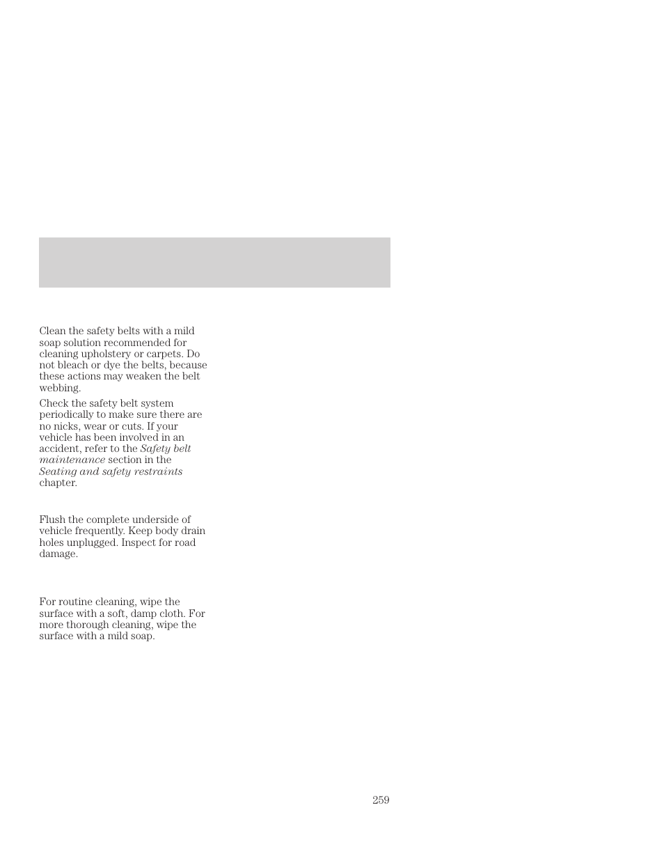 Maintenance and care | FORD 2001 Focus User Manual | Page 259 / 296