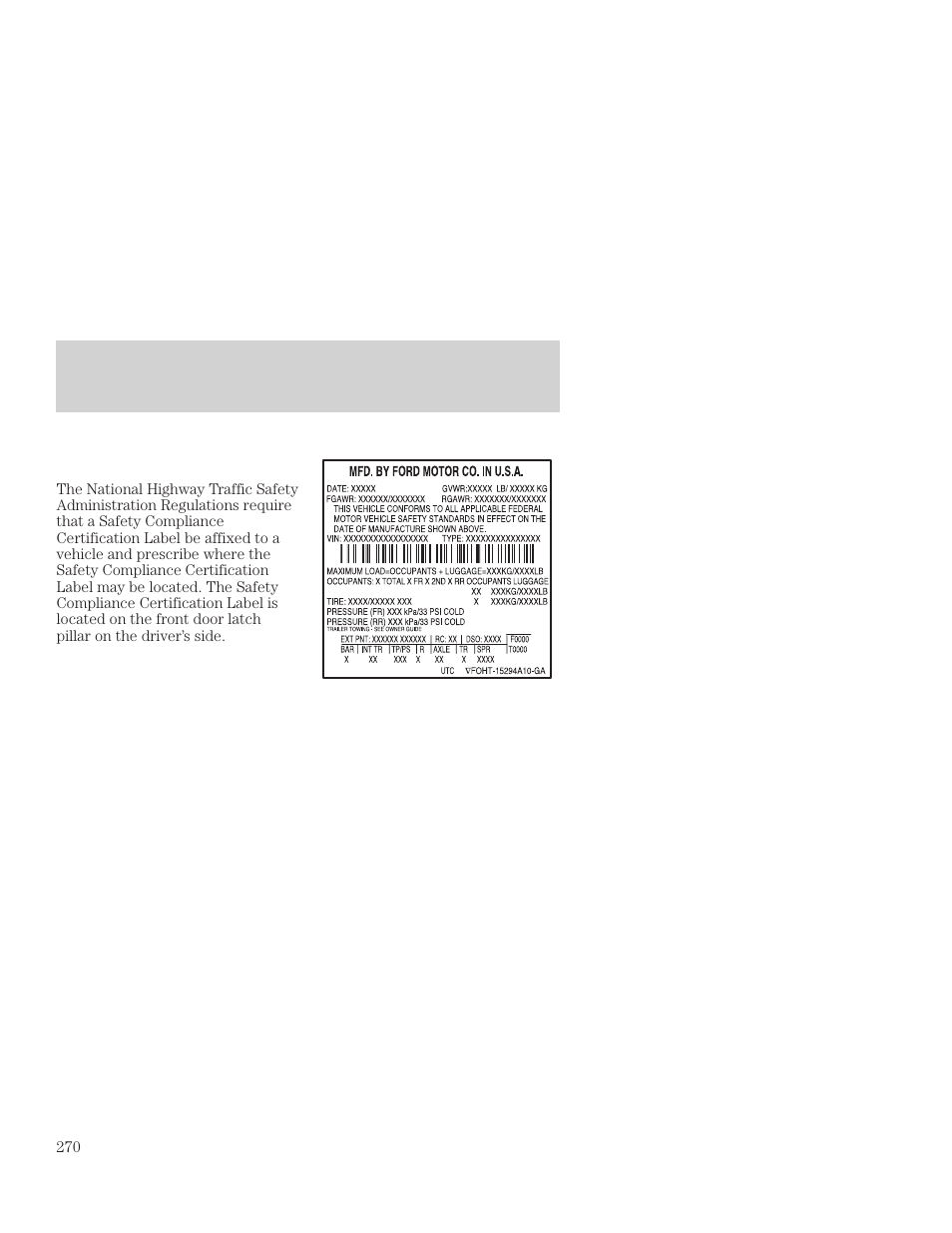 Capacities and specifications | FORD 2001 Focus User Manual | Page 270 / 296