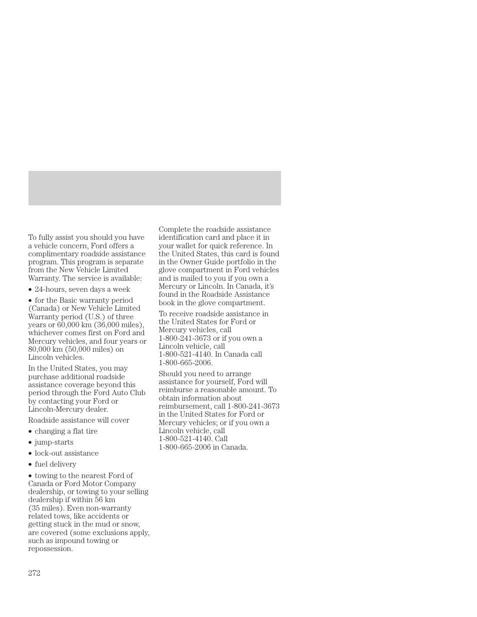 Customer assistance | FORD 2001 Focus User Manual | Page 272 / 296