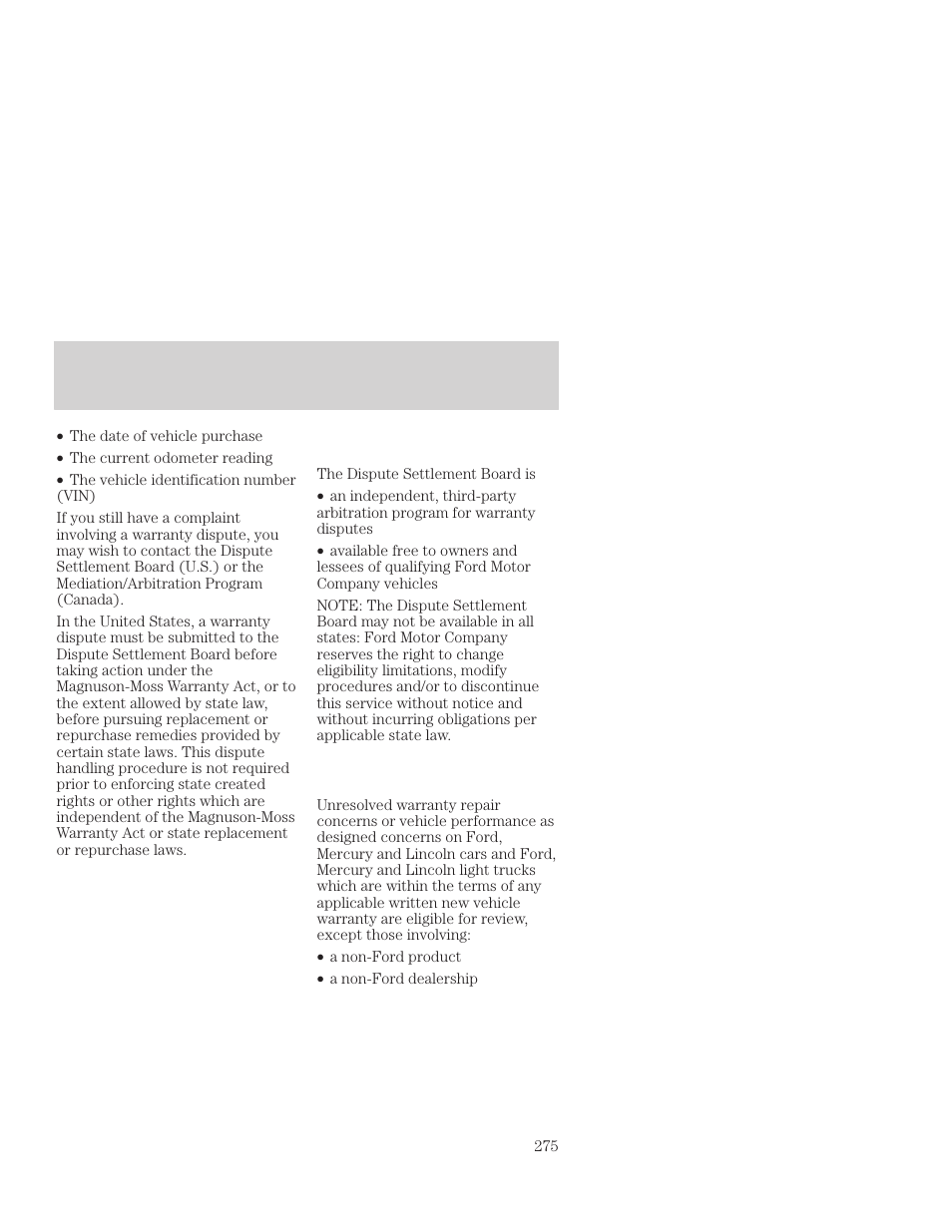 Customer assistance | FORD 2001 Focus User Manual | Page 275 / 296