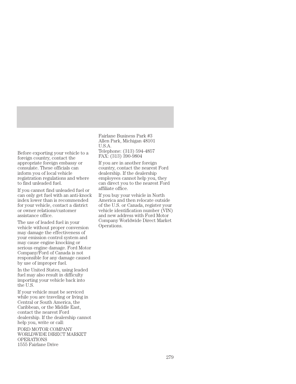 Customer assistance | FORD 2001 Focus User Manual | Page 279 / 296