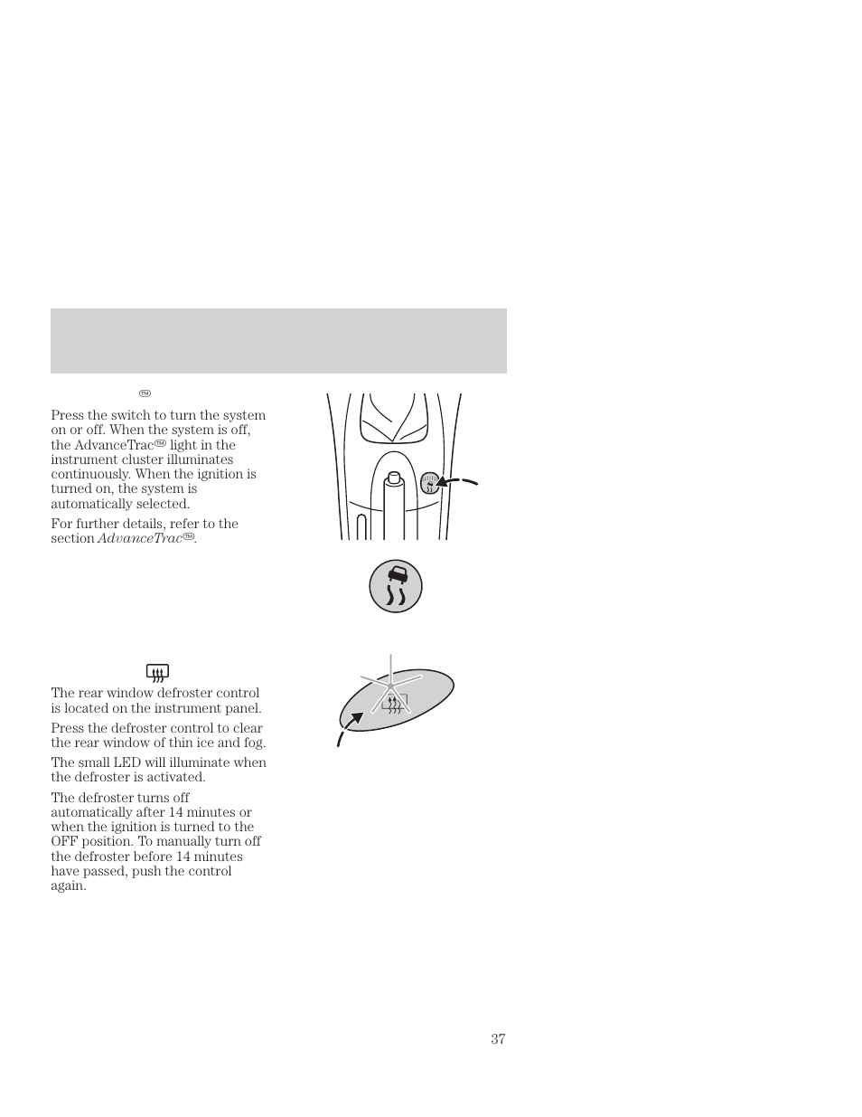 Controls and features | FORD 2001 Focus User Manual | Page 37 / 296