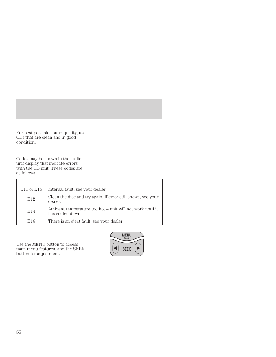 Controls and features | FORD 2001 Focus User Manual | Page 56 / 296