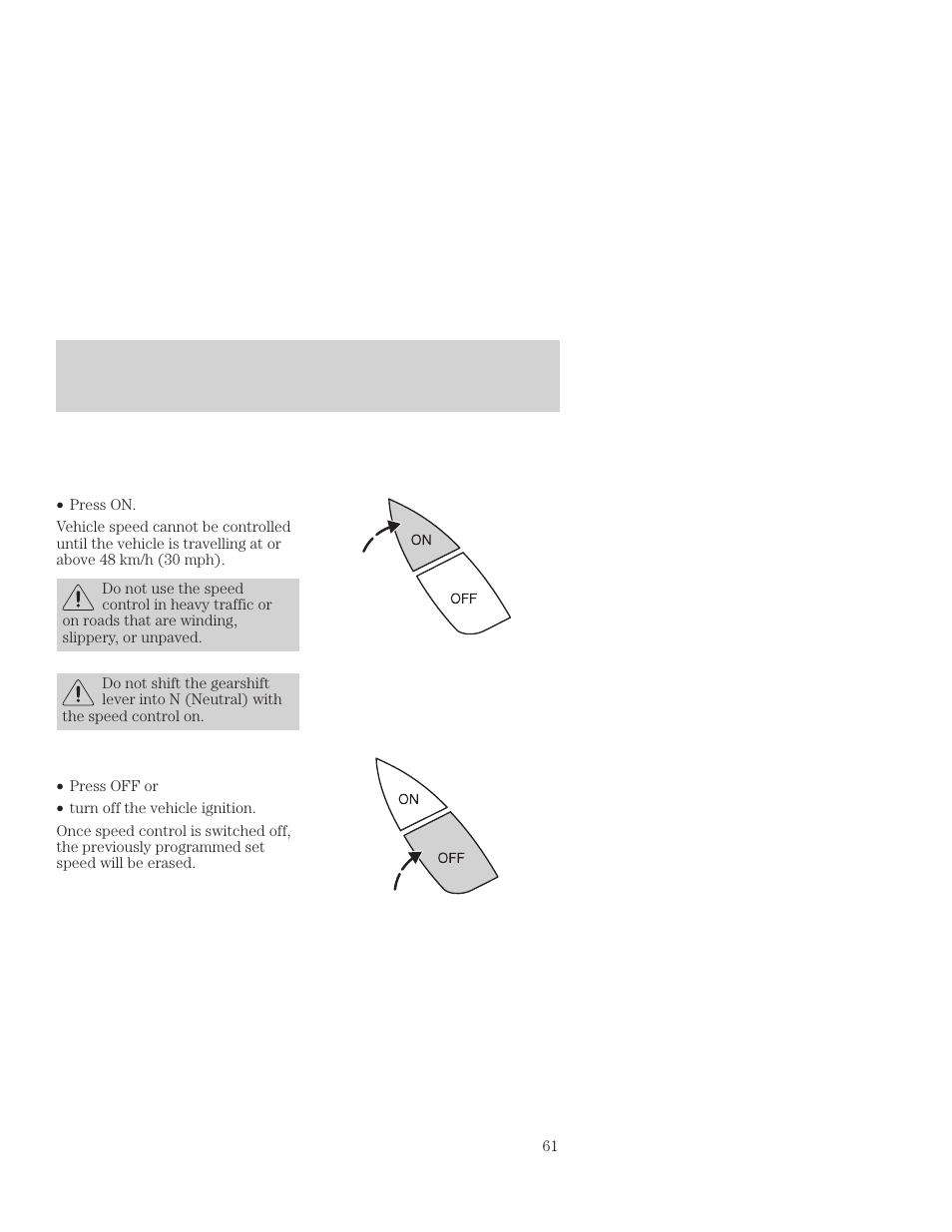 Controls and features | FORD 2001 Focus User Manual | Page 61 / 296