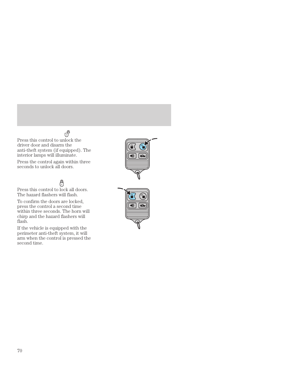 Controls and features | FORD 2001 Focus User Manual | Page 70 / 296