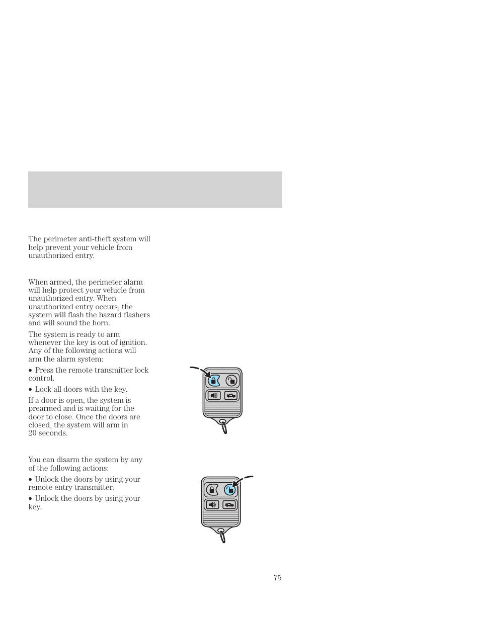 Controls and features | FORD 2001 Focus User Manual | Page 75 / 296