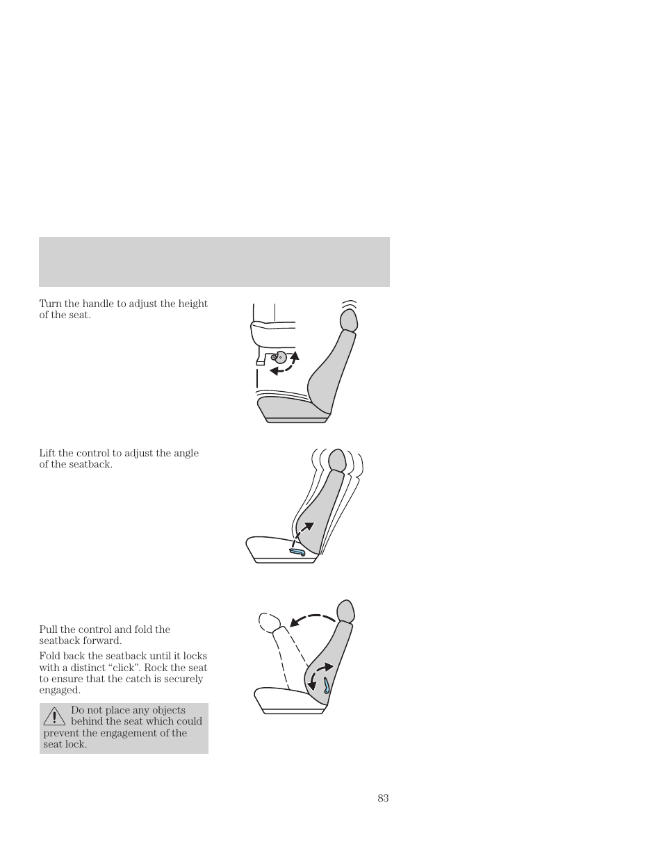 Seating and safety restraints | FORD 2001 Focus User Manual | Page 83 / 296